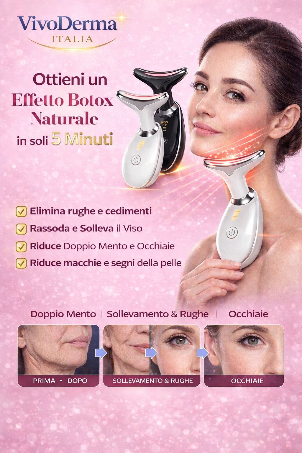 Dispositivo anti-rughe e macchie con LED e Laser